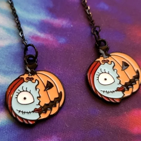 HANDMADE The Night Before Christmas Sally Pumpkin Dangle Earrings - Picture 3 of 5